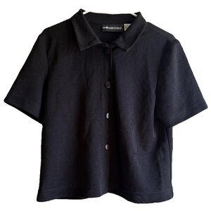 Sag Harbor Black Button Down Shirt with Short Sleeves